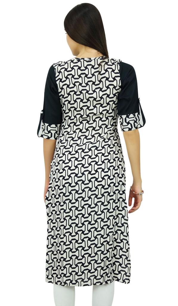 Bimba Designer Black Straight Kurti Designer Rayon Kurta With Attached