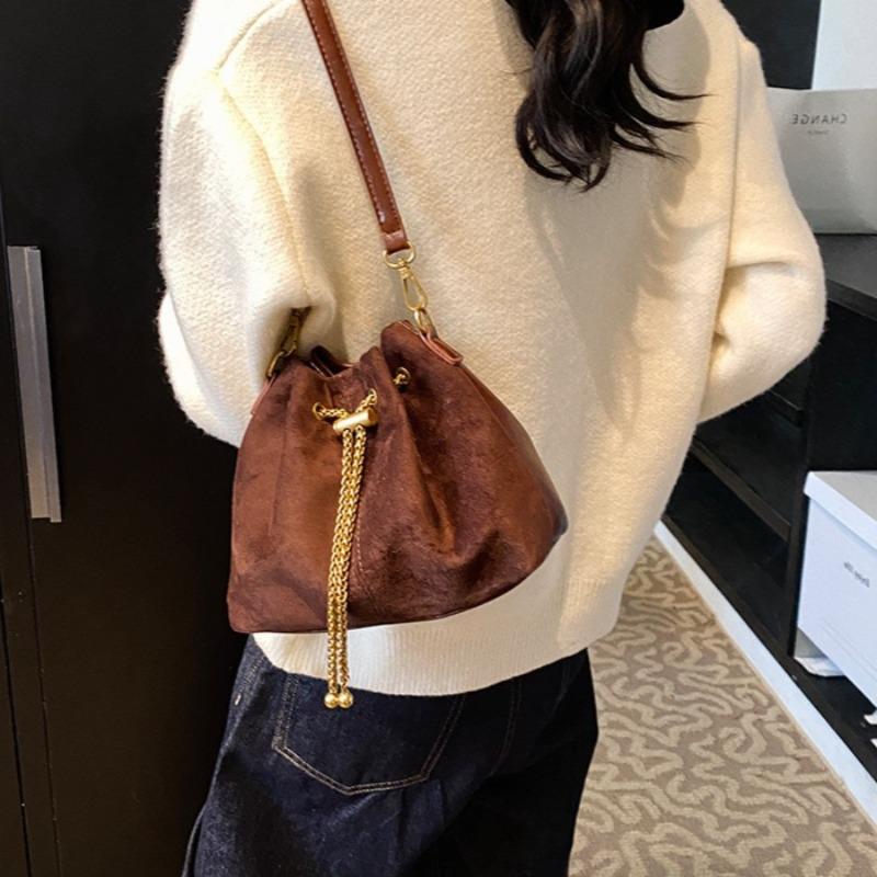 2026 Hot Sale Sewing Sweet Bags for Women Thread String Women's Handbags Soft Solid Faux Suede Simple Commuting Crossbody Bags