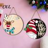 Retro Truck Xmas Signs 2D Christmas Wooden Door Hanger Ornaments, Santa Snowman Reindeer Welcome Wall Festive Front Sign, Rustic Farmhouse Tree