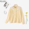 ZANZEA Oversized Women Long Sleeve Buttons Up Lace Casual Loose Knitted Sweaters Cardigan