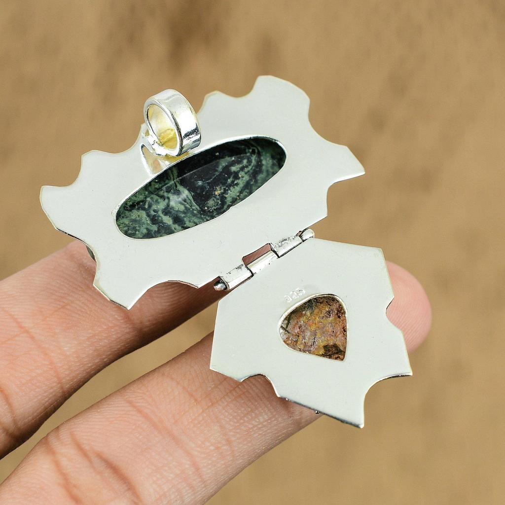 Wedding Gift For Her 925 Sterling Silver Natural Kambaba Jasper Gemstone Pendant