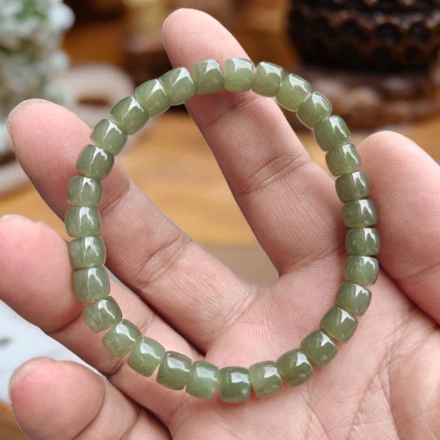 Klarwasser-Schliff Hetian-Jade & Kristall-Perlenarmband