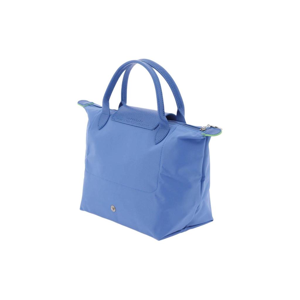 Longchamp Le Pliage Green Bottoncino Monocolore Pieghevole Bordatura Tela Riciclata Borsa a Mano Piccola da Donna Blu Fiordaliso L1621919P82