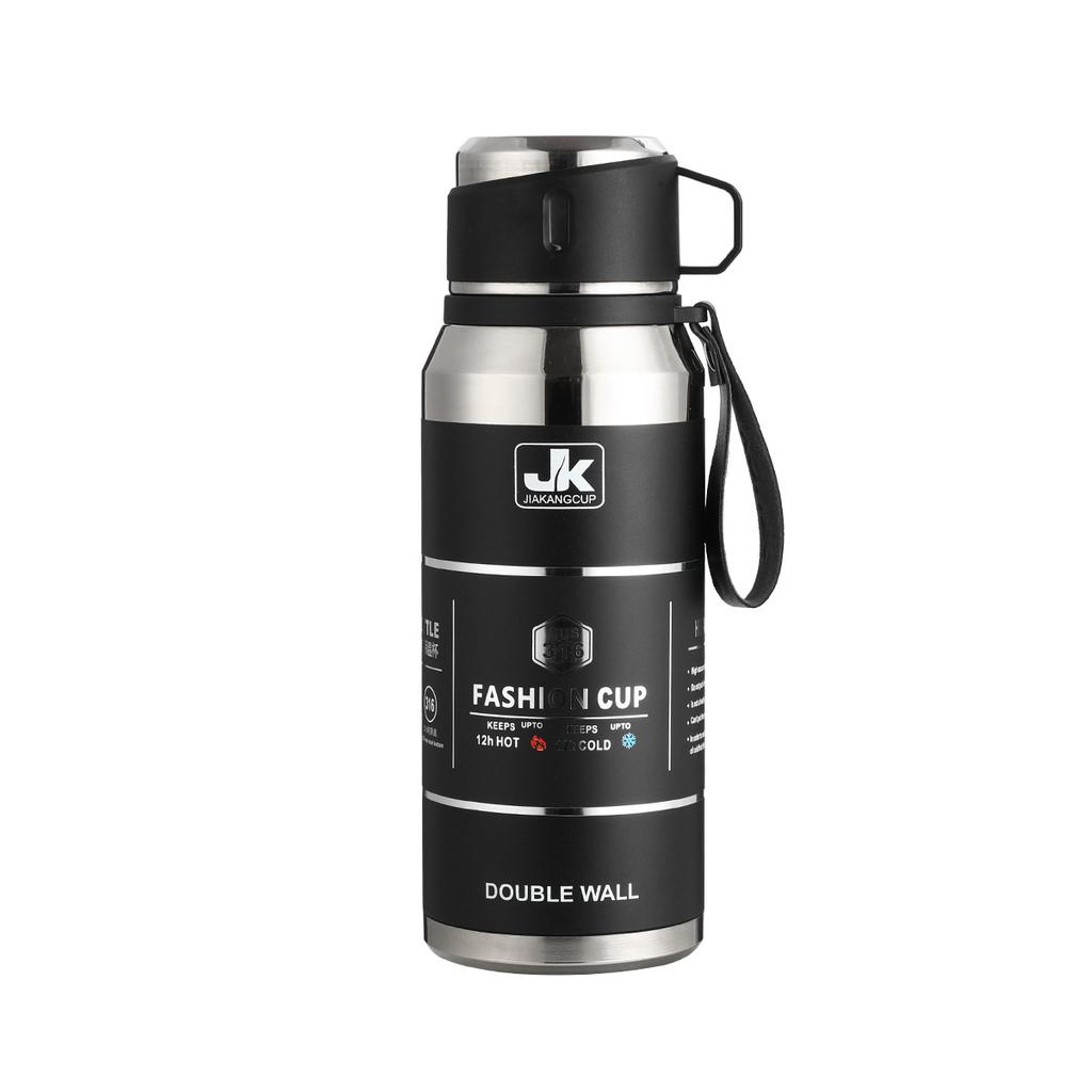 Water Bottle All Steel High Vacuum Thermos Cup Stainless Steel Double Cover Large Capacity Outdoor Water Cup Travel Kettle Tea Separation
