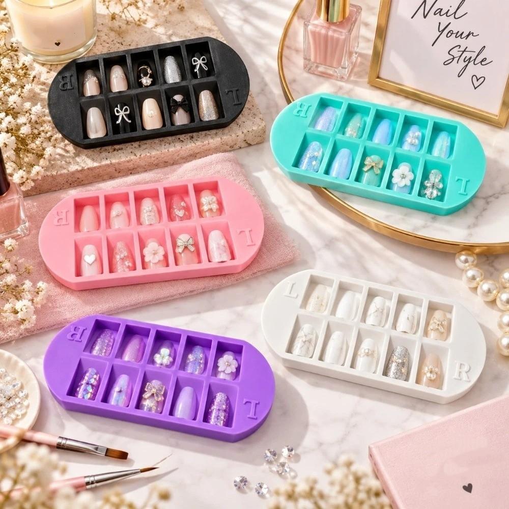 Reusable False Nail Display Stand With L/R Mark Nail Art Storage Plate Nail Art Organizer Salon