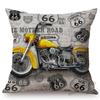 Classic Us Route 66 Vintage Motorcycle Poster Art Home Decorative Pillow Cover Retro American Style Cotton Linen Cushion Covers