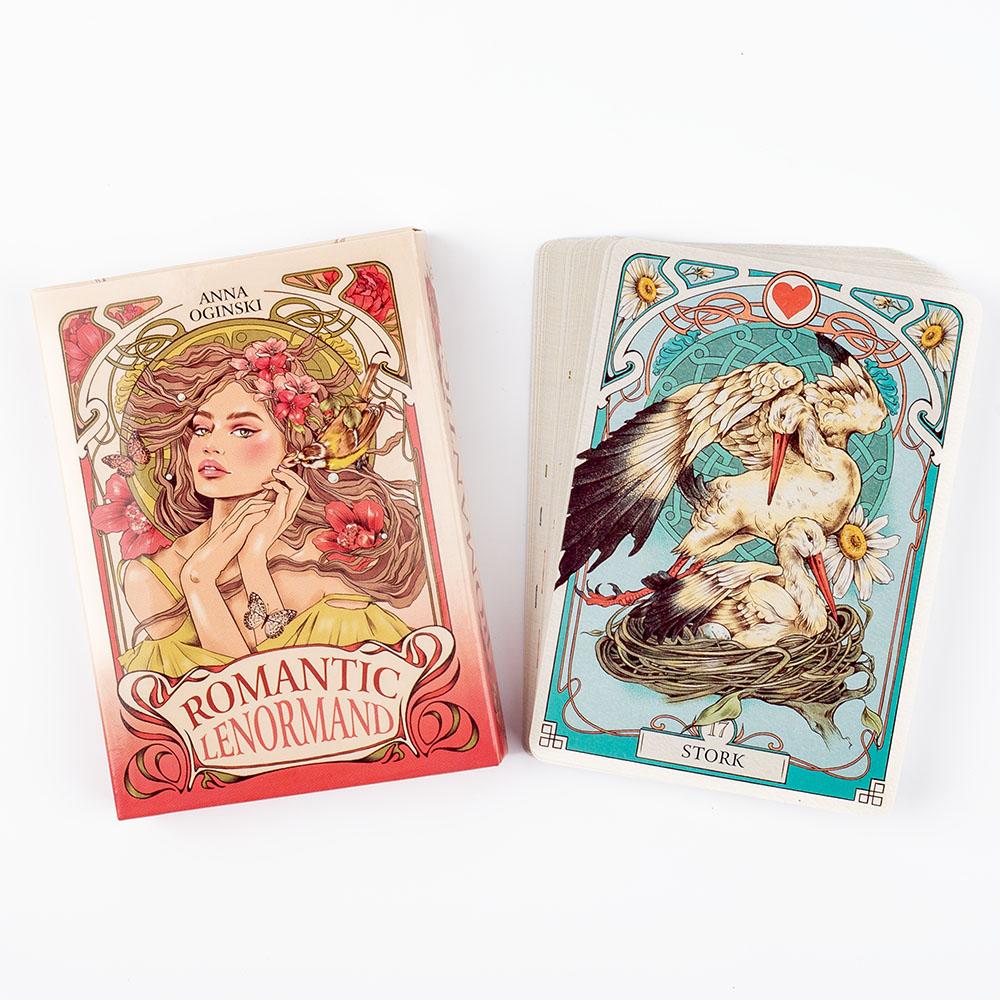 Romantic Lenormand Oracle Cards 37Pcs Deck English Vision Art Nouveau Floral Motifs for Party Board Playing Games