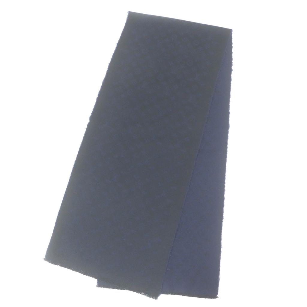 Great LOUIS VUITTON Scarf Monogram All-over Black Navy Cashmere Mens M71615 Used