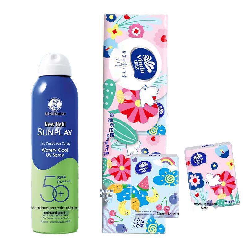 Mentholatum Sunplay Охлаждающий солнцезащитный спрей 200 мл с салфетками Vinda