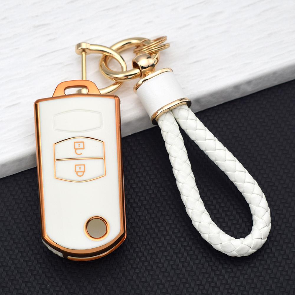 Hot Sale TPU Car Key Case Cover for Mazda Demio M3 M5 M6 CX-5 CX7 CX9 RX8 MX5 MPV 2 Buttons Keyless Fob Holder Key Chain Set