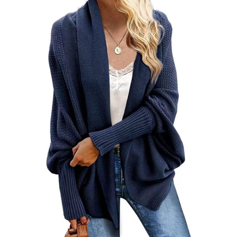 Women's Knitted Shawl Sweater Bat Sleeve Large Size Knitted Cardigan Sweater Coat