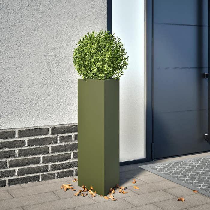 VidaXL Jardinière vert olive triangulaire 30x26x75 cm acier 851149