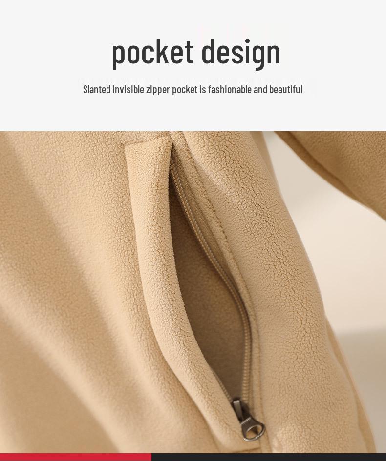 Women's Thick Fleece-Lined Jacket - Warm, Casual, Stand-Up Collar Cardigan for Autumn & Winter