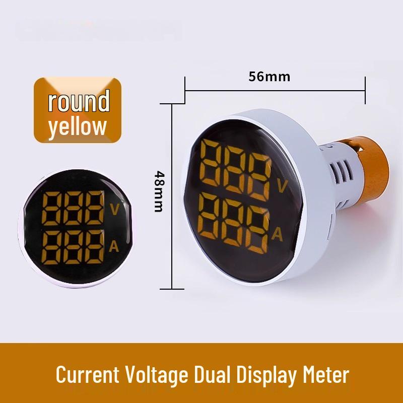 22mm Dual Display LED Voltage Current Frequency Meter - Round/Square