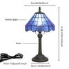 Modern Table Lamp Stained Glass Desk Lamp Deep Blue Bedside Reading Light Decor Bedroom Living Room Home Office