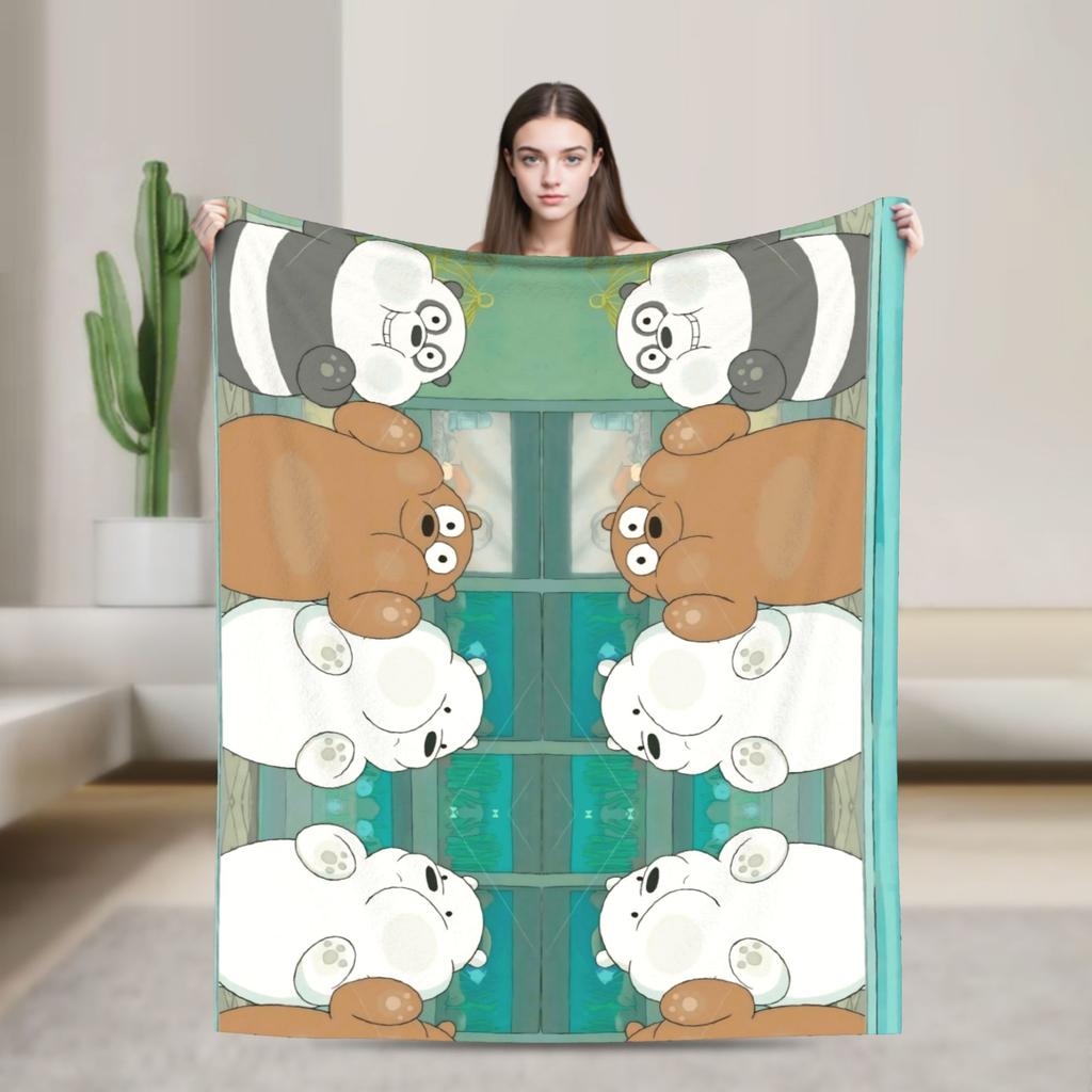 Warm Soft Blanket Camping We Bare Bears Somos Osos Bedding Throws Flannel Bedspread For Couch Bed Pattern Sofa Bed Cover