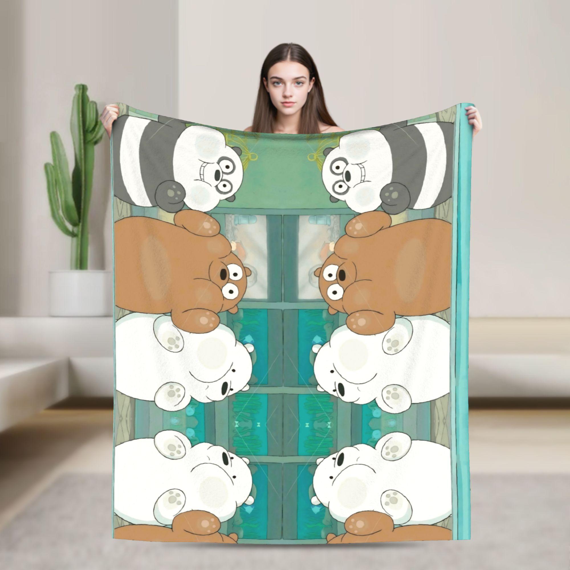 

We Bare Bears christmas Warm Soft Blanket Decorative Plush Throw Blanket Graphic Couch Chair Flannel Bedspread Sofa Bed Cover 30x40in