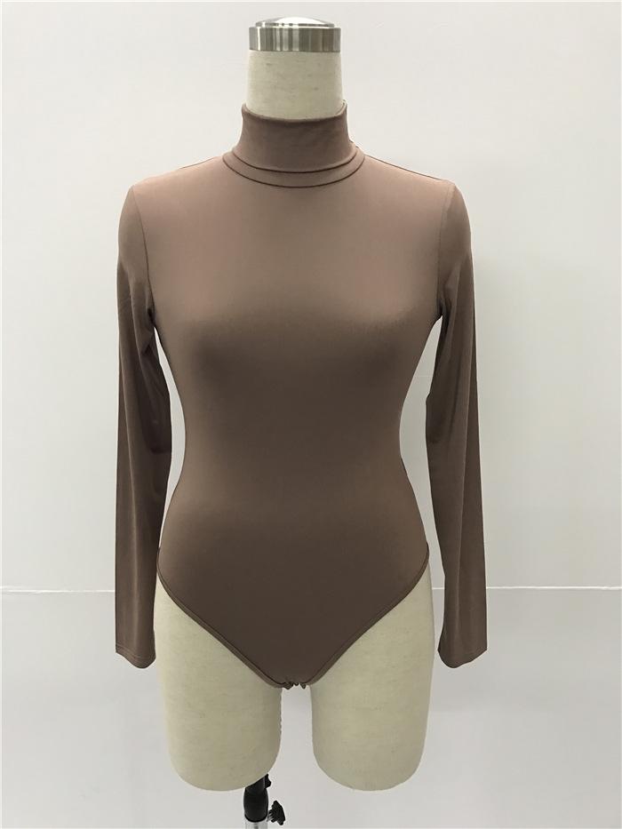 Sexy Choker Long Sleeve Jumpsuit Slim All-match Bottoming Shirt Shaperwear