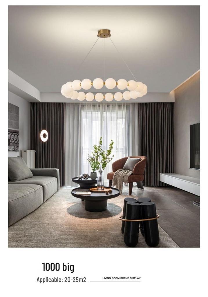 Italian Cream Minimalist LED Pendant Lamp for Living Room and Stairwell