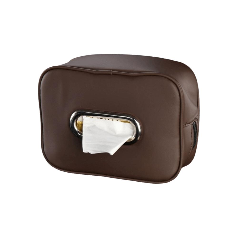Minimalist Car Tissue Box Leather Sun Visor Tissue Box Durable Tissue Storage Box  Vehicle кофейный