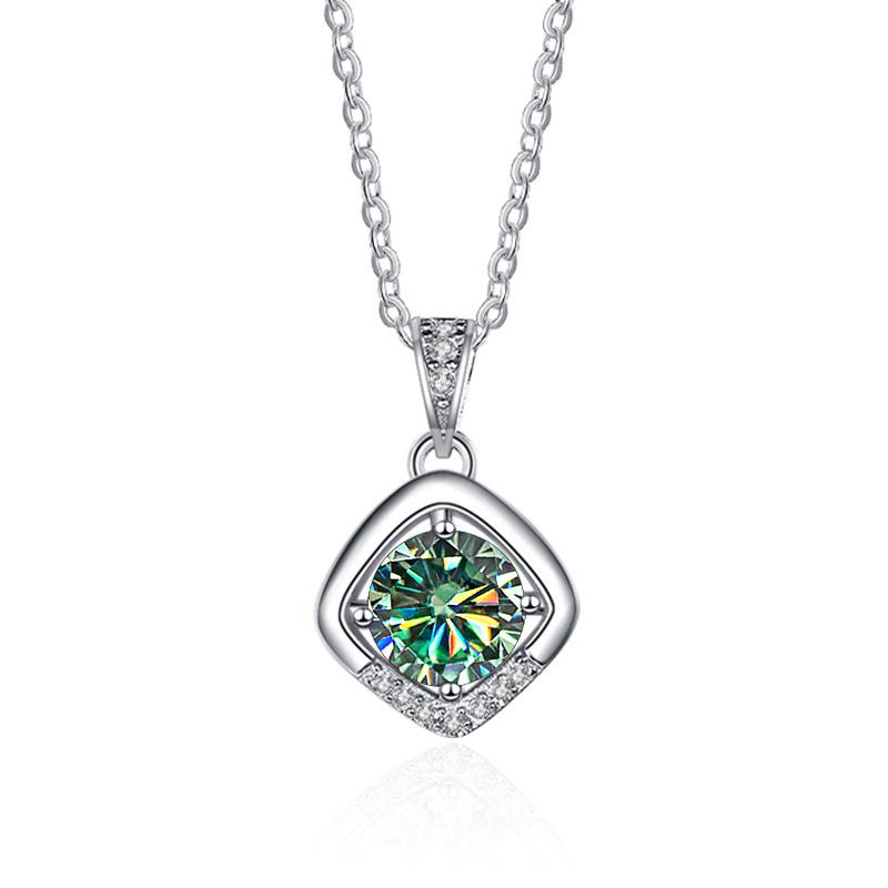 Bague Ringen 1ct VVS D Colored Moissanite Diamond Necklace For Women Silver 925 Jewelry Female Simple Temperament Clavicle Chain