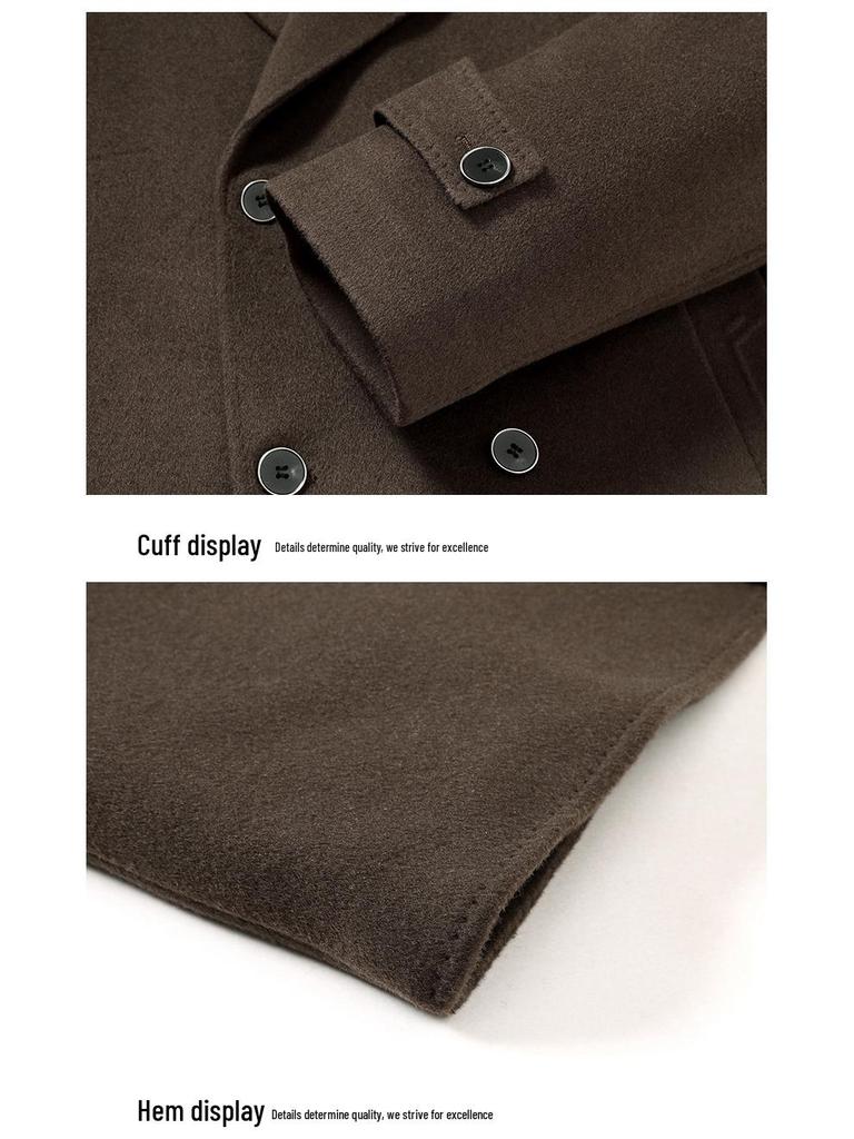 Men's Plus Size Mid-length Down Wool Blend Coat - 2025 Winter Warm Windbreaker with Loose Down Liner