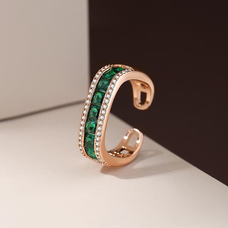 

Винтажное кольцо с изумрудом и цирконием, женское, легкое, роскошное, темпераментное, атмосферное, геометрическое, открытое кольцо