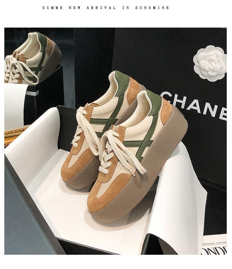 

Второй шанс~ Обувь Dexun осень 2025 новая кожаная повседневная спортивная обувь на толстой подошве в университетском стиле универсальные кеды 40