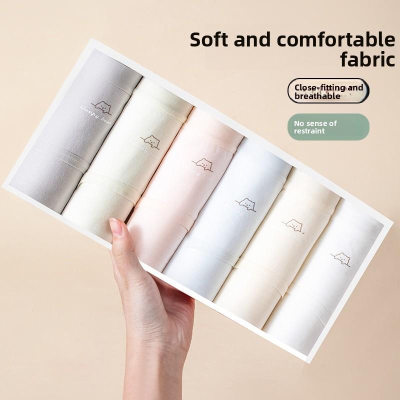 Ladies Spring and Autumn Cotton 7A Antibacterial Extended Crotch Breathable Mid Waist Triangle Briefs