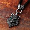 BEIER 2023 New Style Viking Stainless Steel Wolf Head Green Pendant Double Wolf Heads Necklace Animal Jewelry Gift