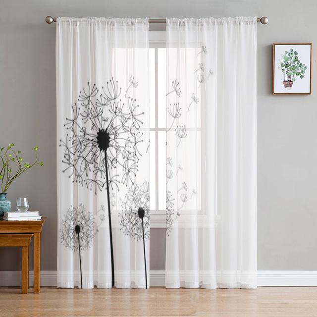 

Насіння чорної рослини кульбаби. Білі прозорі штори для дівчаток, дітей, спальня, кухонні штори, штори, прикраса дому 135W x 274H(cm)