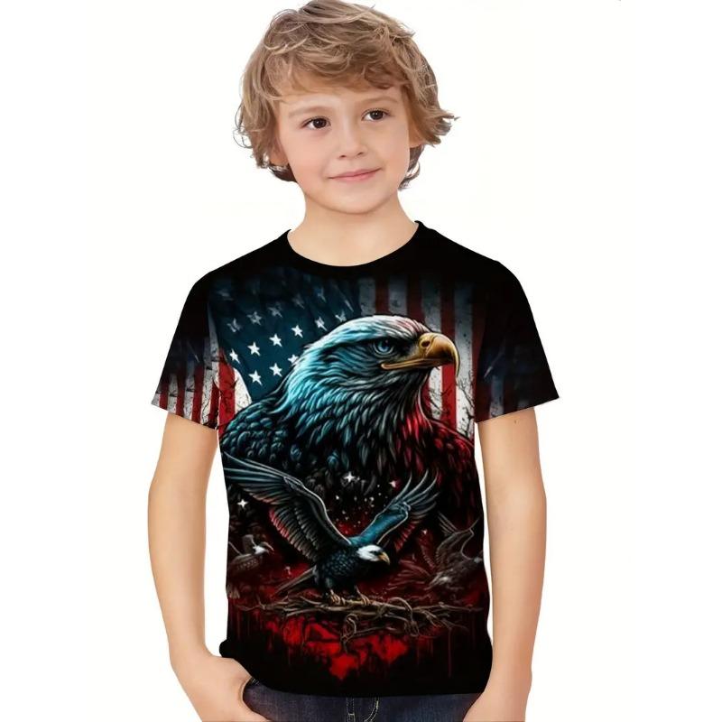 Retro 3d Print Casual Children's Clothing Top Tee Shirt Fashion T Shirt Animal Kids Boy Clothes Anime Short Sleeve