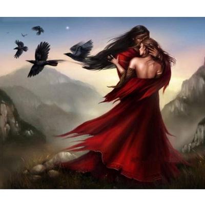 Romantic Lovers Hug Above The Mountain Bird výšivka DIY Diamond Painting Nature Home Decoration