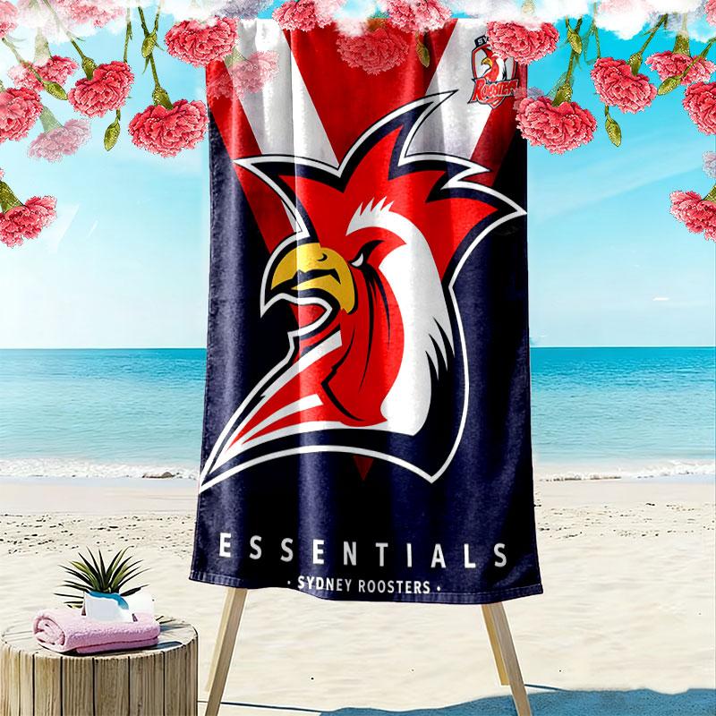 Go Sydney Roosters Print Beach Towel, Large Soft Quick Dry Towel for Beach Camping Swimming