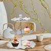 Ceramic Cupcake Stand Tiered Cake Pastry Parties Appetizer Tray Embossed Dessert Tower