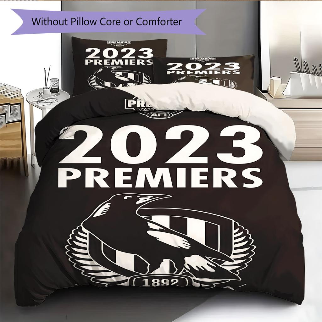 Collingwood Magpies Pride Bedding Quilt Set Quilt Cover Pillowcase Home Decoration Birthday Gift (1 * duvet cover + 2 * pillowcase, without core)