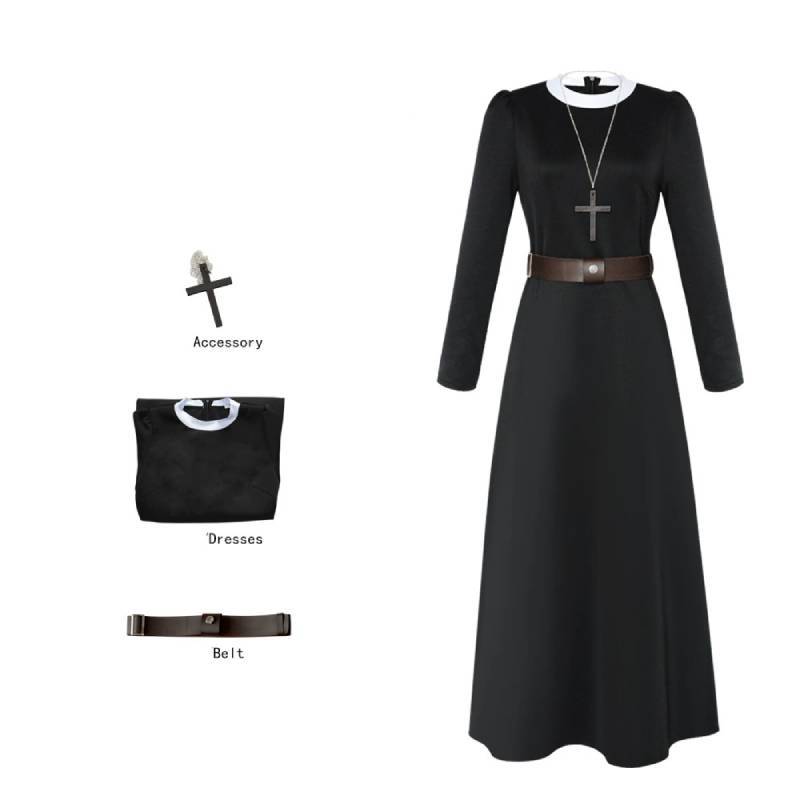 The Nun 2 Cosplay Costume For Halloween With Polyester Dress For Stage Performance