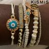 6Pcs Bohemian Stretch Beaded Bracelets Multi Layer Evil Eye Hand Bracelet Stackable Handmade Jewelry Accessories