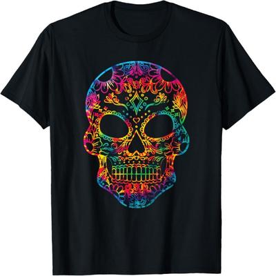 Tie Dye Sugar Skull Shirt Day of The Dead Halloween T-Shirt