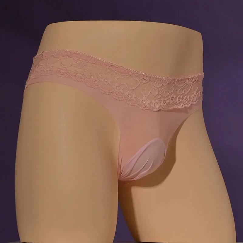 Mutandine di Pizzo Taglia Grande Sissy Pouch da Uomo Lingerie Slip Intimo Elastico a Vita Bassa in Seta Ghiacciata Uomo Gay Morbido Comodo Slip