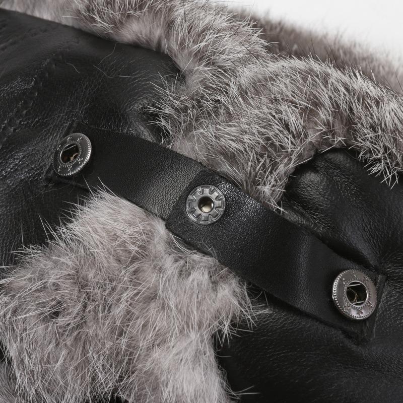 Winter cowhide real rabbit fur men's fleece thickened fur hat outdoor windproof and cold protective ear hat
