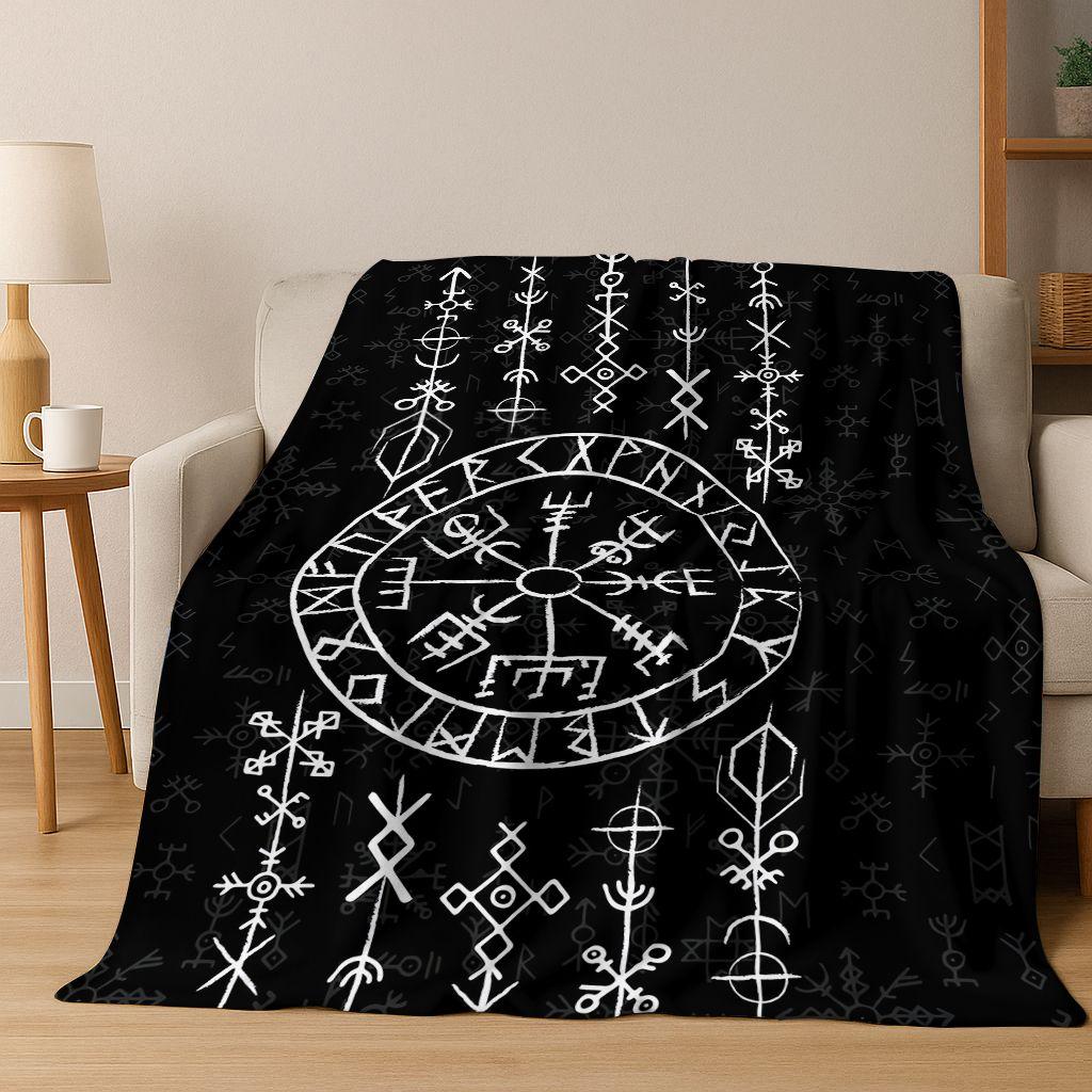 Nordic Viking Warrior Symbol Valhalla Valknut Rune Flannel Blanket,Cozy Soft Throw Blanket for Home Bedroom Bed Sofa Cover Gift