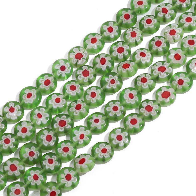 Thousand Flower Glazed Flat Beads for DIY Bracelets, Necklaces, and Earrings