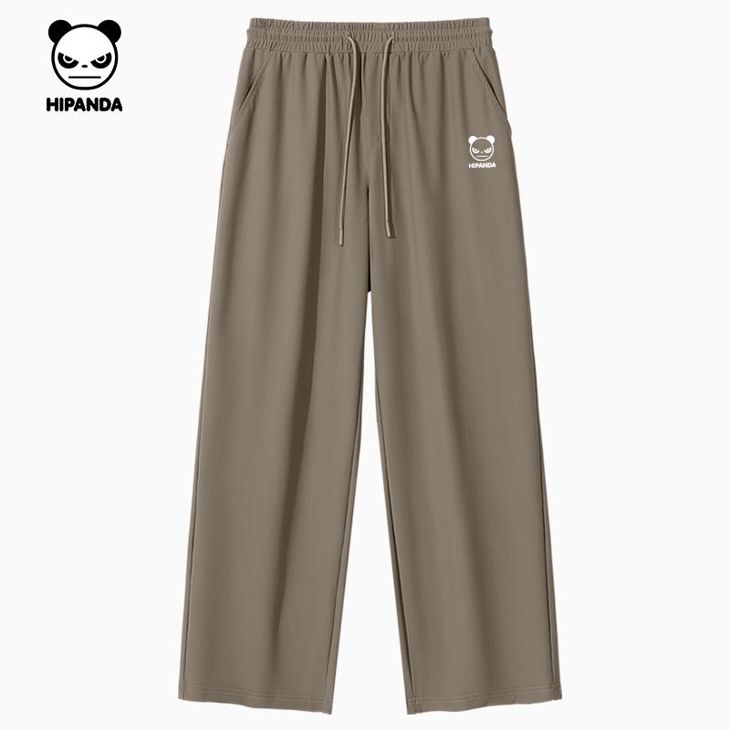 Hello Hipanda, Panda Ice Silk Cool and Simple Casual Pants with Straight and Wide Legs