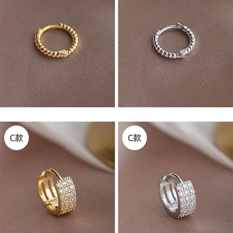 925 Silver Hoop Earrings for Women Shiny CZ Gold Silver Jewelry Gifts
