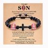 Baseball Basketball Football Soccer Gifts, Natural Stone Baseball Cross Prayer Bracelets for Teen Ideas with Message Gift Card