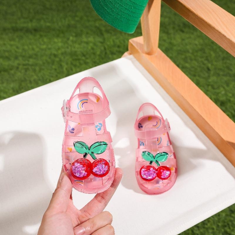 

Модные сандалии для девочек Летний новый стиль Обувь для мальчиков Нескользящие детские сандалии Обувь для девочек на мягкой подошве Минималистичная детская хрустальная обувь 24insole14.9cm розовый