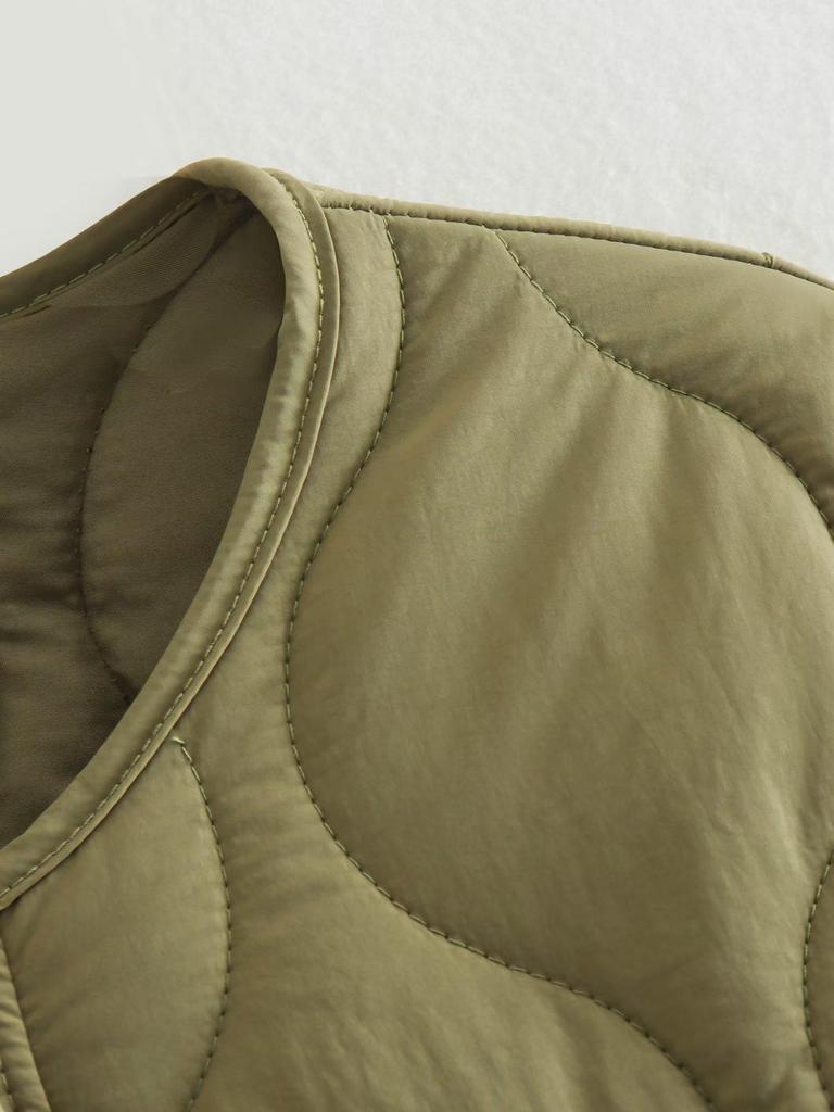 2024 Autumn/Winter Plus Size Women's European & American Diamond Pattern Quilted Cotton Jacket