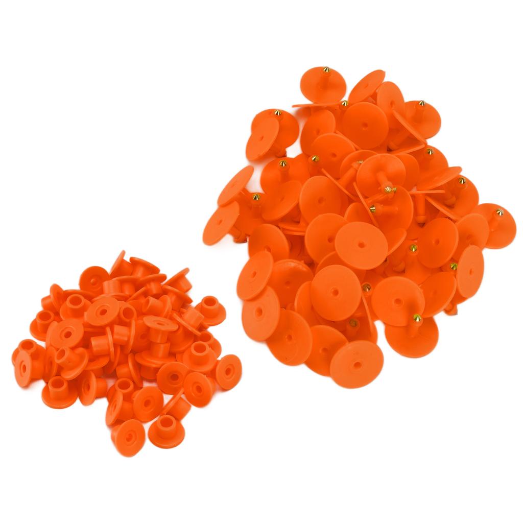 100 BUC Etichete Rotunde pentru Urechi Animale Ușor de Distins și Utilizat Număr Etichete pentru Urechi Animale Portocaliu