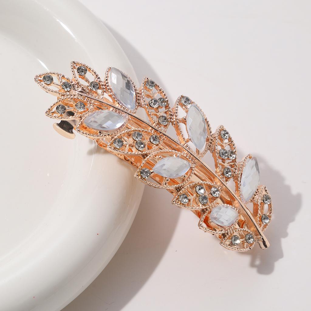 Beauty Women Fashion Hair Clip Creative Leaf Crystal Alloy Rhinestone Barrette Hairpin Headband Korean Hair Accessories